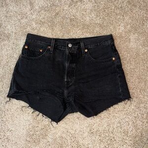 Levi’s high Rise Distressed Black Denim Short